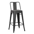 Ac Pacific AC Pacific ACBS02-30-MB 30 in. Costal Metal Barstool with Bucket Back - Matte Black; Set of 2 ACBS02-30-MB